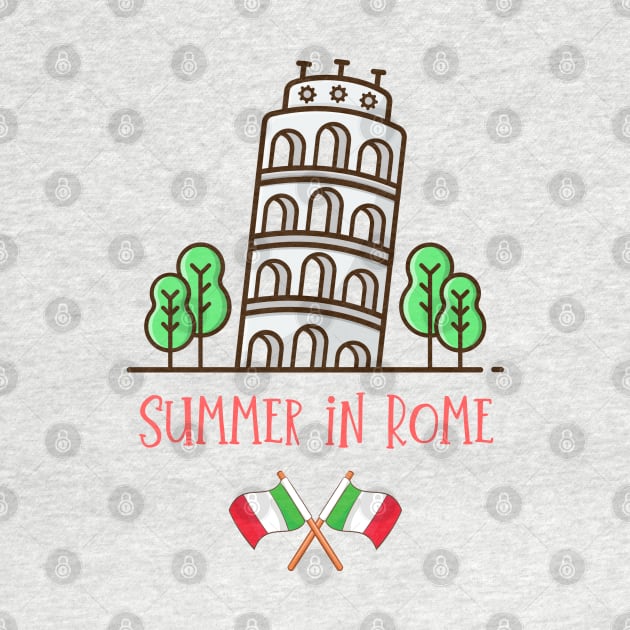 Summer in Rome! Against the background of the Tower of Pisa in Pisa, province of Lazio. by Atom139